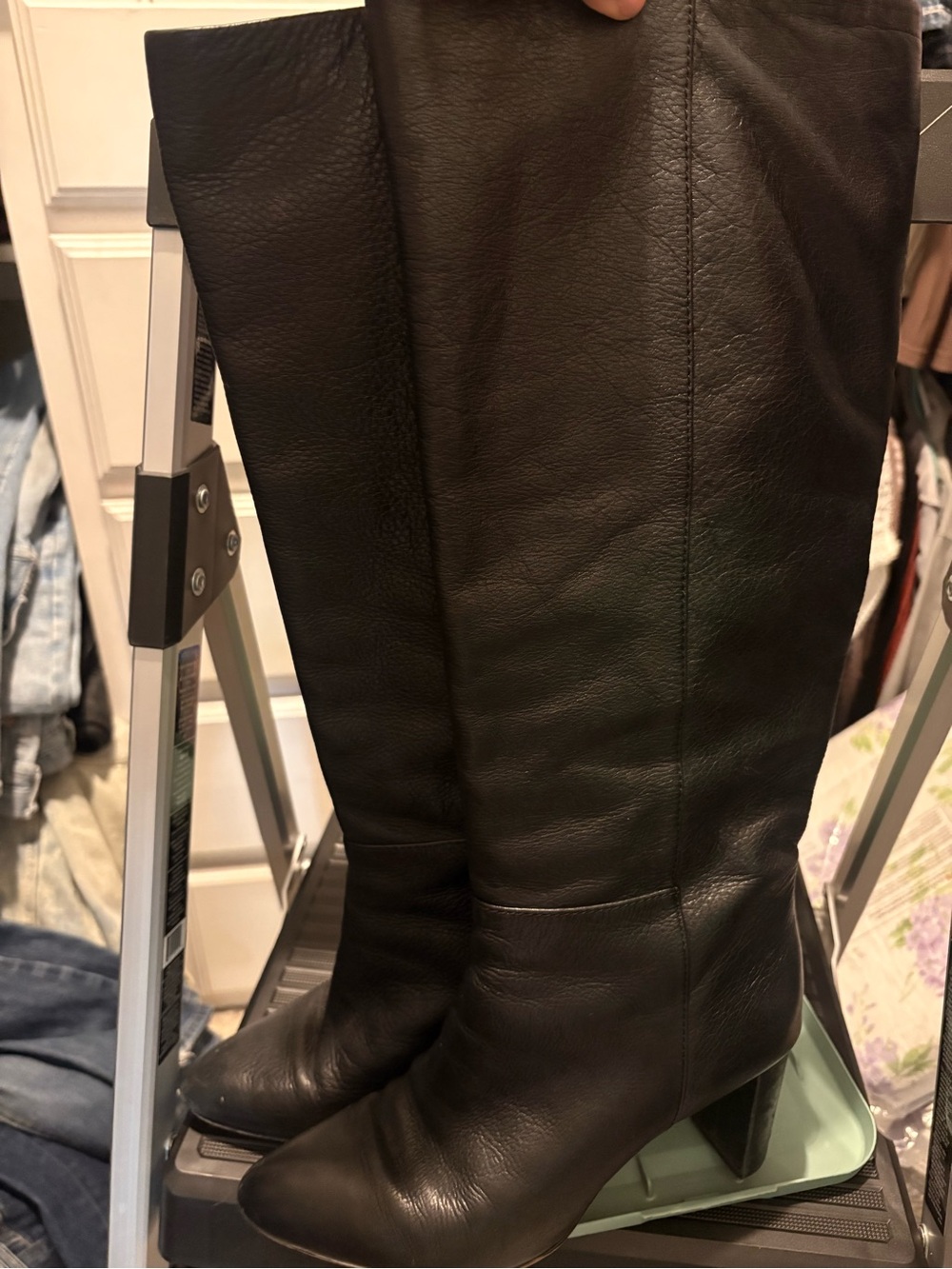 Essex Lane Black Leather Tall Heeled Boots